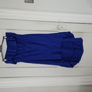 NWOT Blue Ruffled Sleeveless Hi/ Low Dress